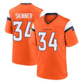 D.Broncos #34 JL Skinner Player Orange Home Game Edoa Stitched Jerseys