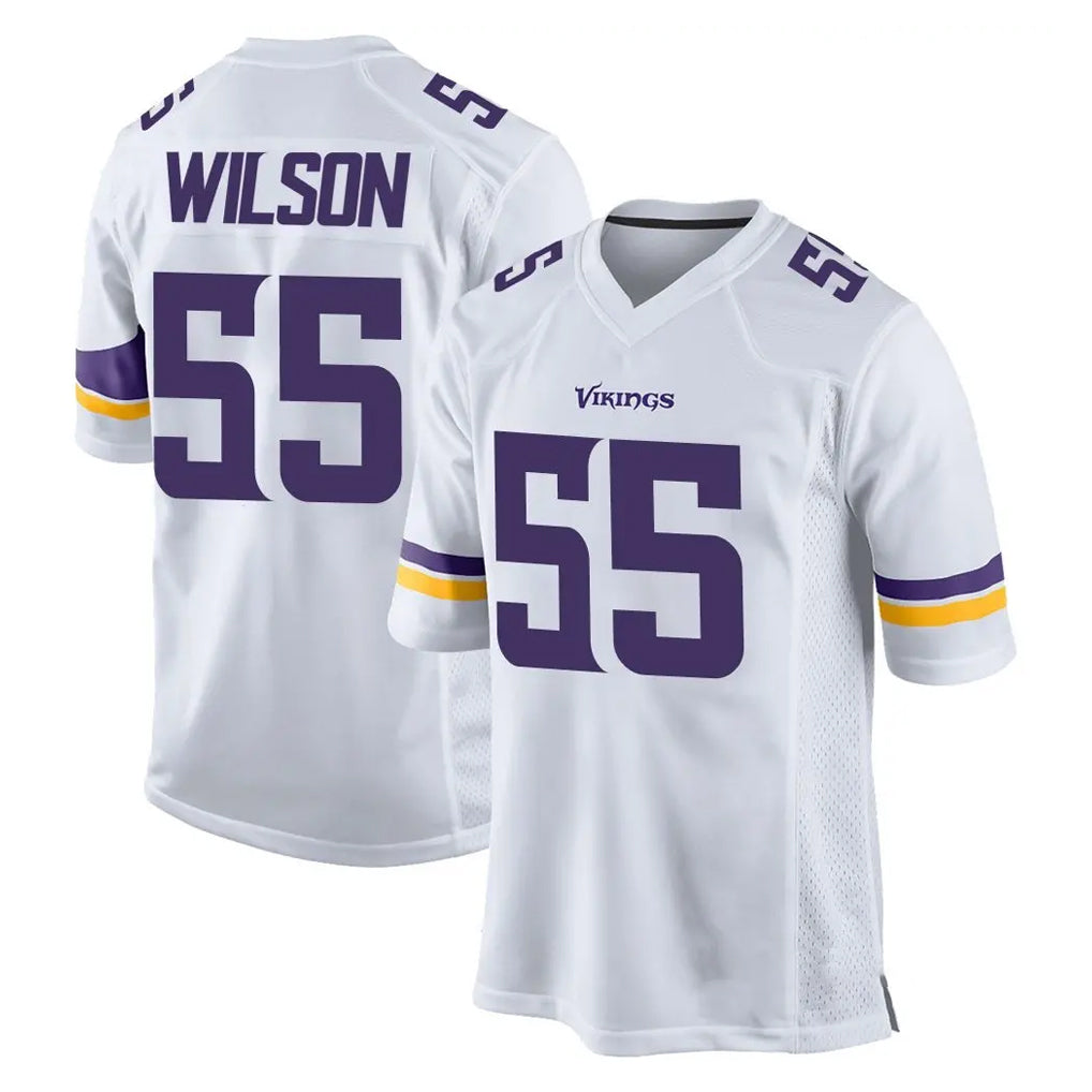 M.Vikings #55 Eric Wilson Player White Home Game Edoa Stitched Jerseys
