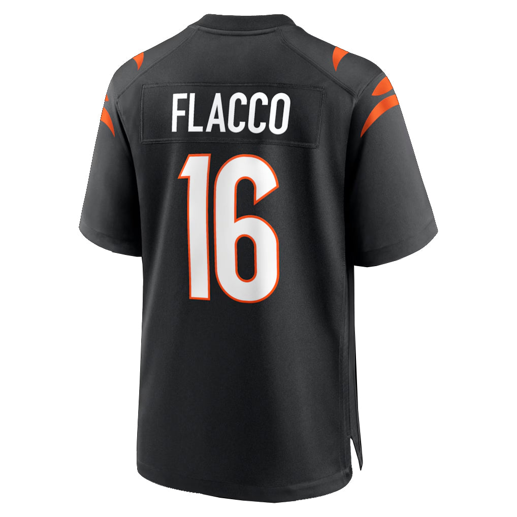 C.Bengals #16 Joe Flacco Player Black Home Game Edoa Stitched Jerseys