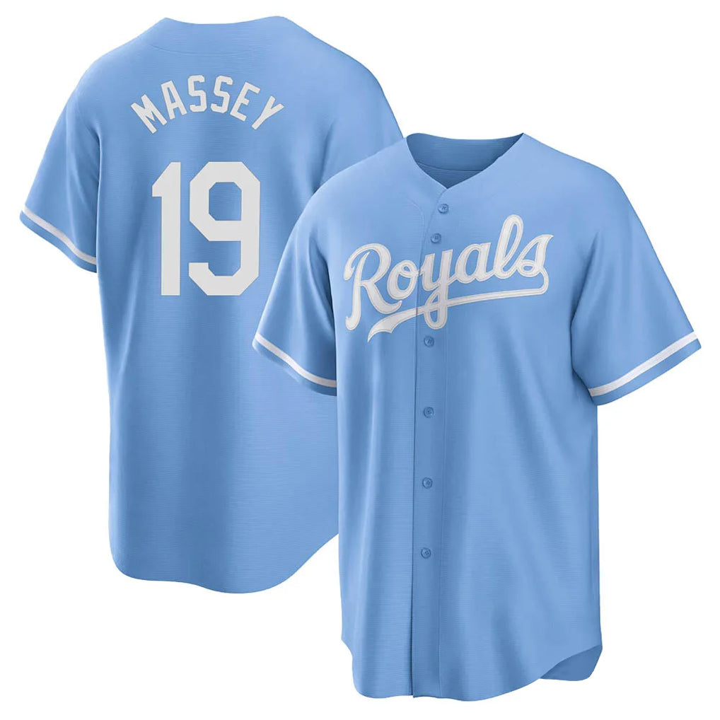 KC.Royals #19 Michael Massey Player Light Blue Home Game Edoa Stitched Jerseys
