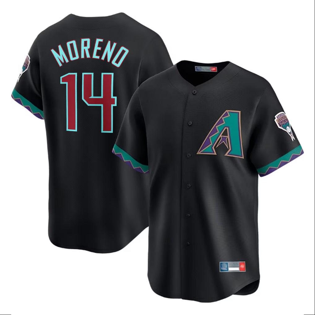 A.Diamondbacks #14 Gabriel Moreno Player Black Fashion Out Home Game Edoa Stitched Jerseys