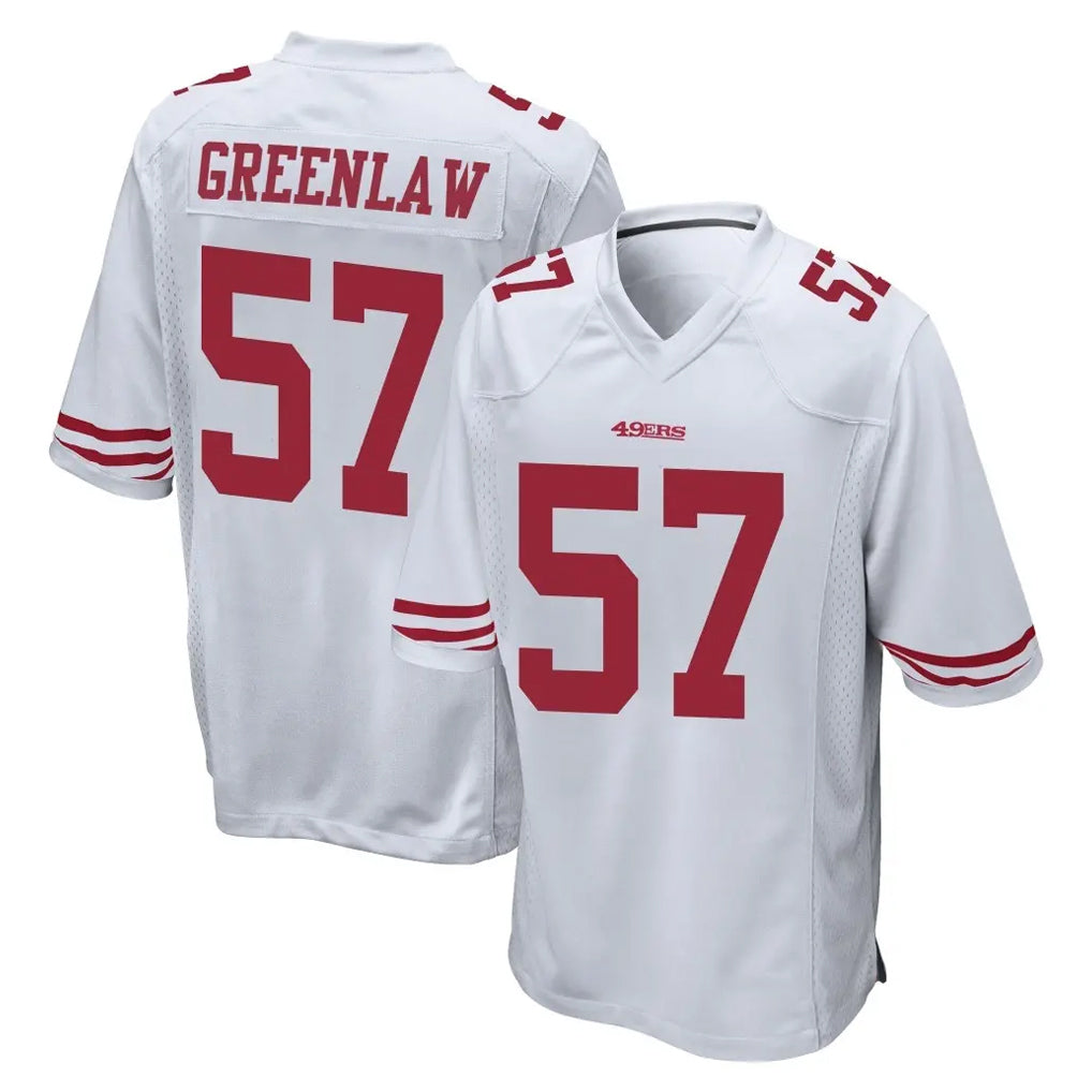 SF.49ers #57 Dre Greenlaw Player White Home Game Edoa Stitched Jerseys