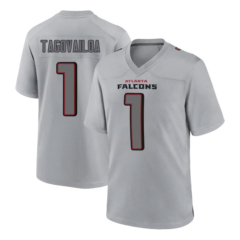 A.Falcons #1 Tua Tagovailoa Player Gray Fashion Home Game Edoa Stitched Jerseys