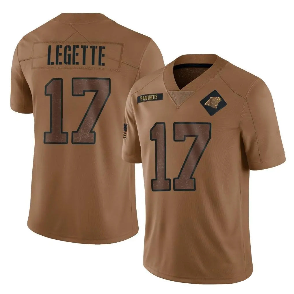 C.Panthers #17 Xavier Legette Player Brown Salute to Service Limited Edoa Stitched Jerseys