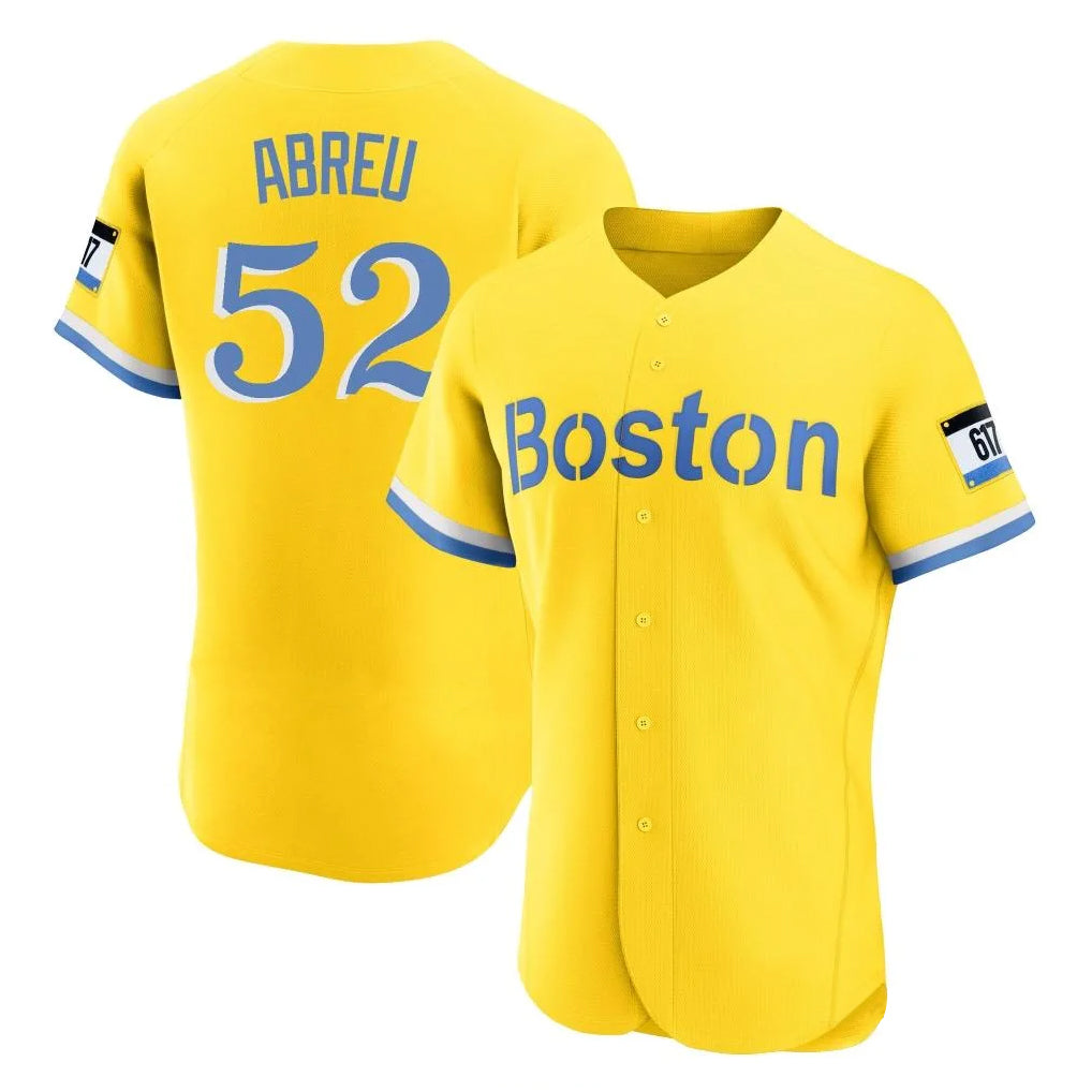 B.Red Sox #52 Wilyer Abreu Player Yellow Limited Elite Home Game Edoa Stitched Jerseys