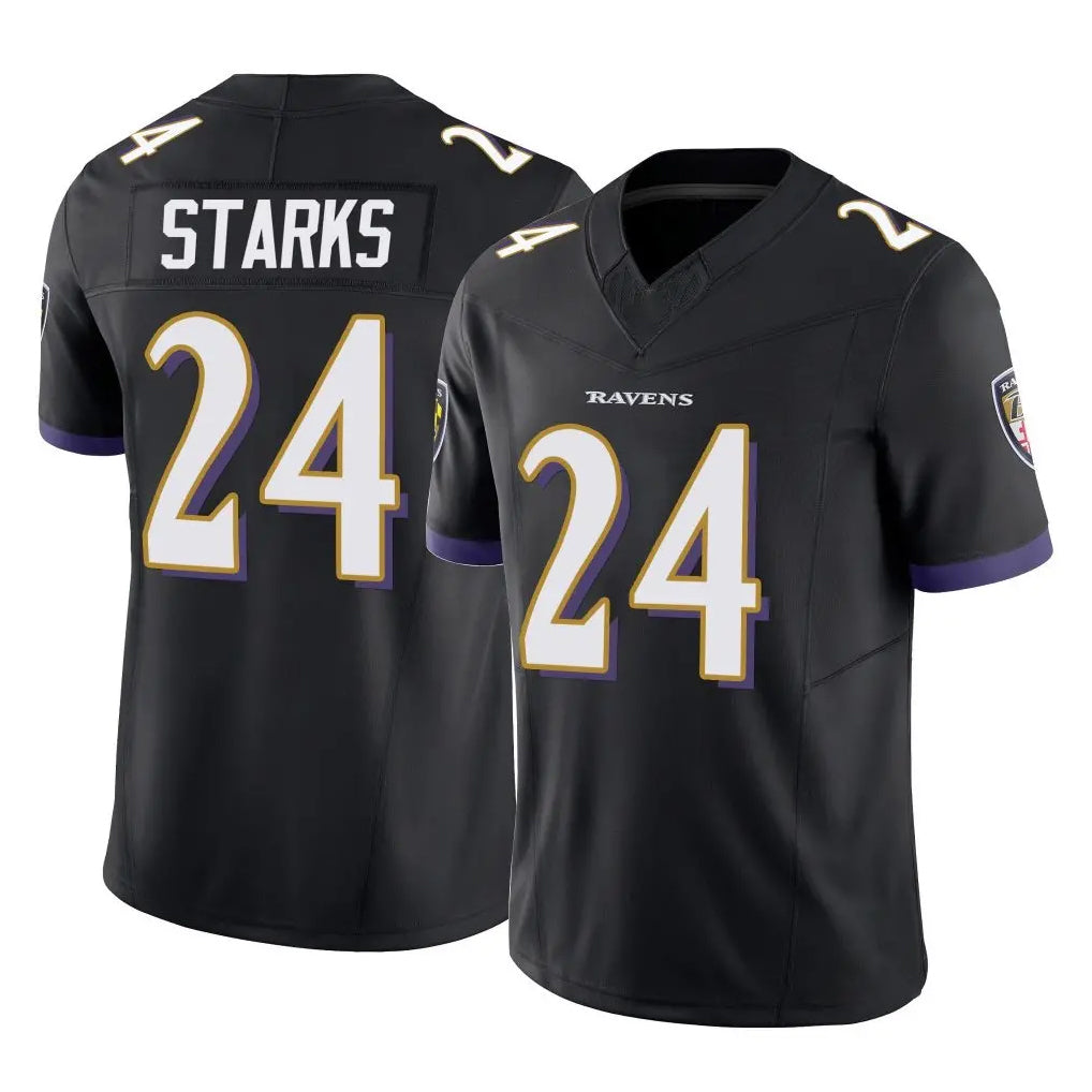 B.Ravens #24 Malaki Starks Player Black Vapor F.U.S.E. Limited Edoa Stitched Jerseys