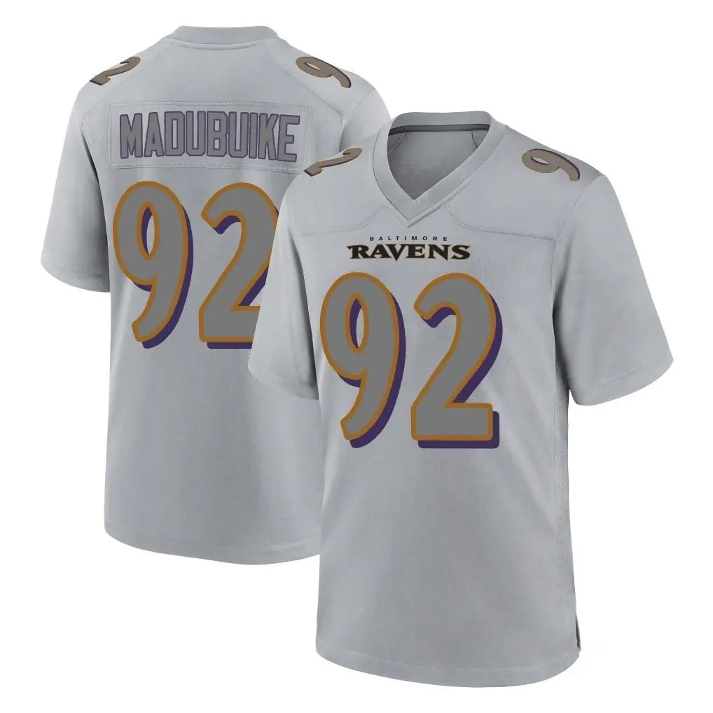B.Ravens #92 Nnamdi Madubuike Player Gray Color Rush Vapor Untouchable Game Edoa Stitched Jerseys