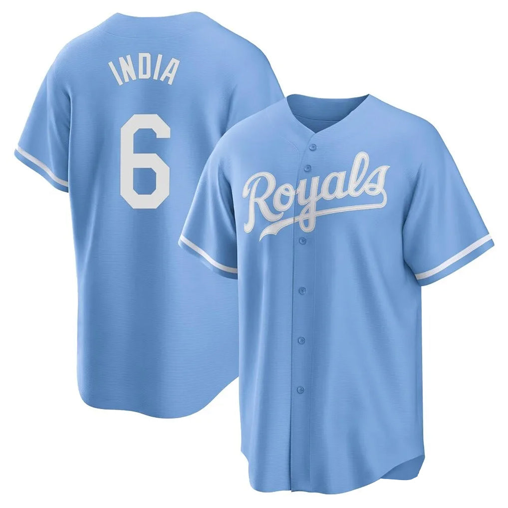 KC.Royals #6 Jonathan India Player Light Blue Home Game Edoa Stitched Jerseys