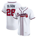 A.Braves #28 Matt Olson Player White Limited Elite Home Game Edoa Stitched Jerseys