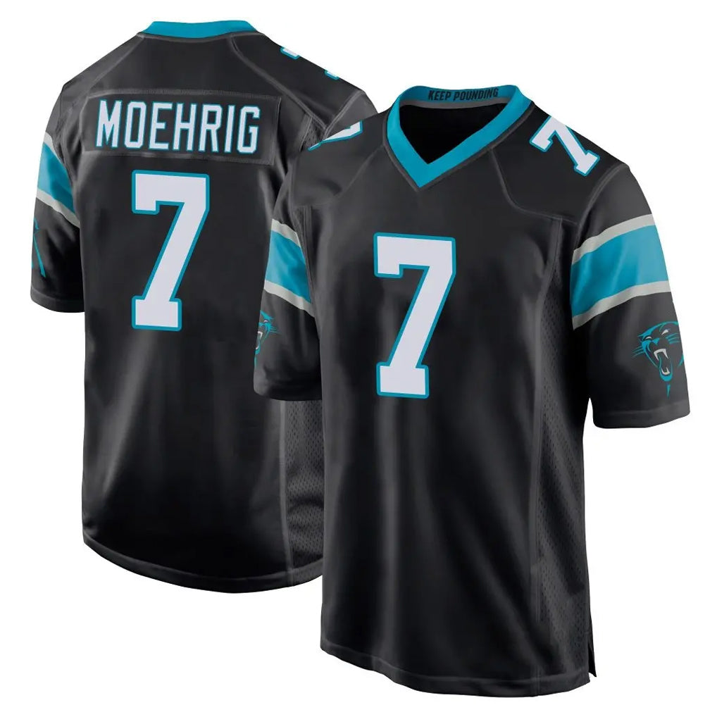 C.Panthers #7 Tre'von Moehrig Player Black Home Game Edoa Stitched Jerseys