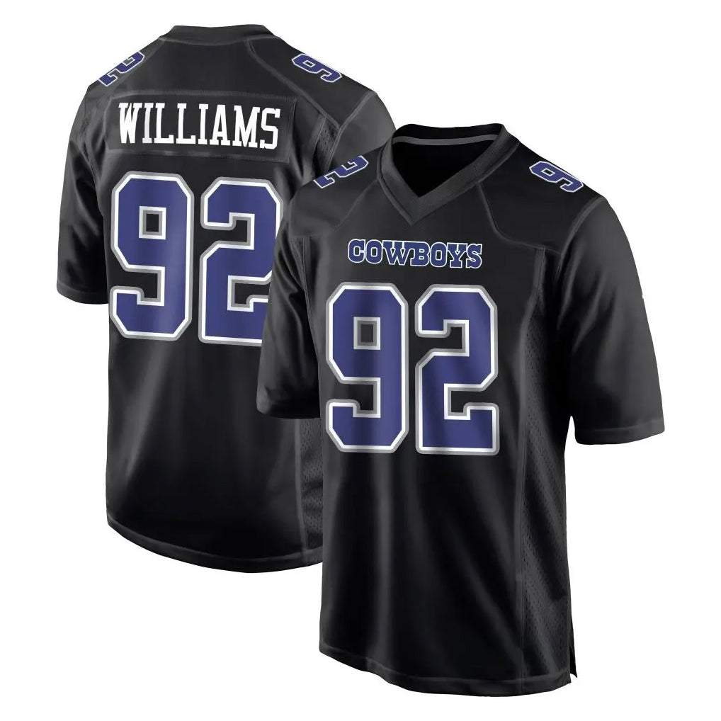 D.Cowboys #92 Quinnen Williams Player Carbon Black Fashion Home Game Edoa Stitched Jerseys