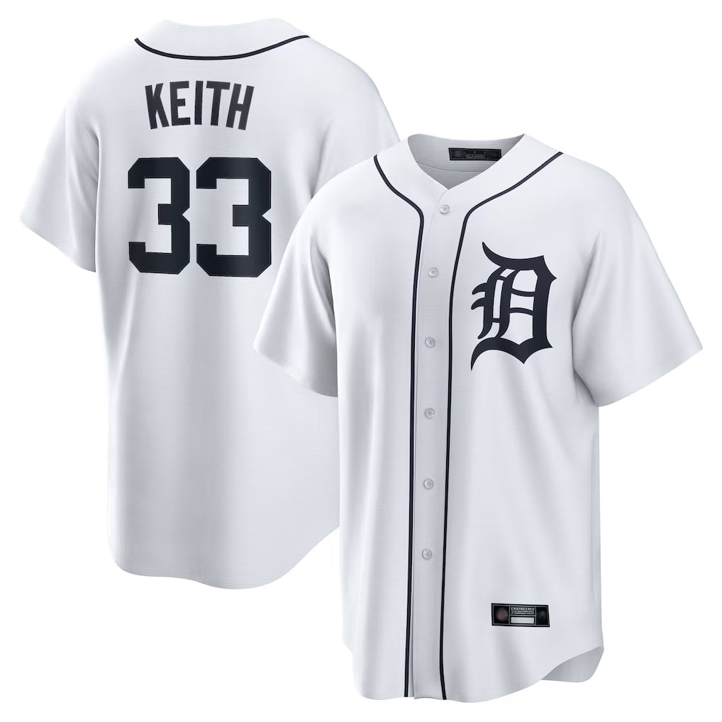 D.Tigers #33 Colt Keith Player White Home Game Edoa Stitched Jerseys