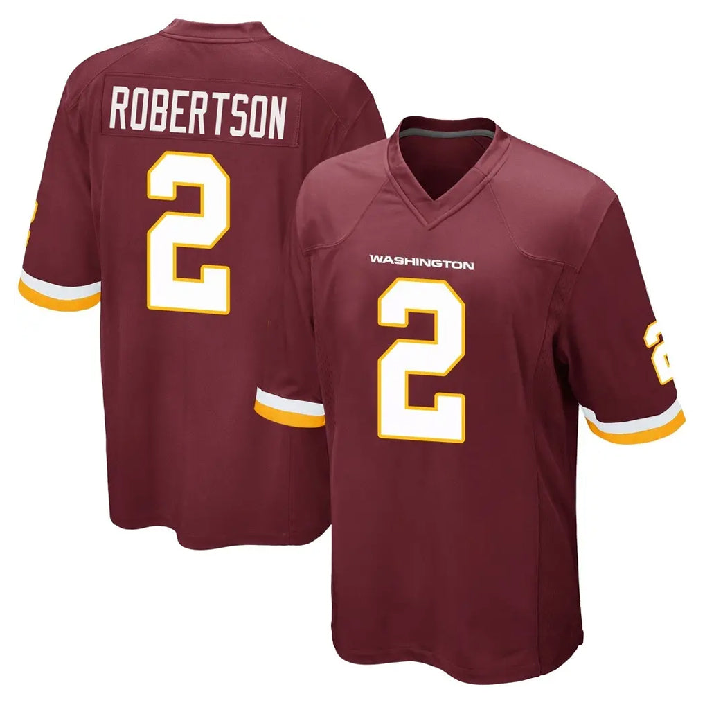W.Commanders #2 Amik Robertson Player Burgundy Team Color Home Game Edoa Stitched Jerseys