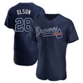 A.Braves #28 Matt Olson Player Navy Alternate Limited Elite Home Game Edoa Stitched Jerseys