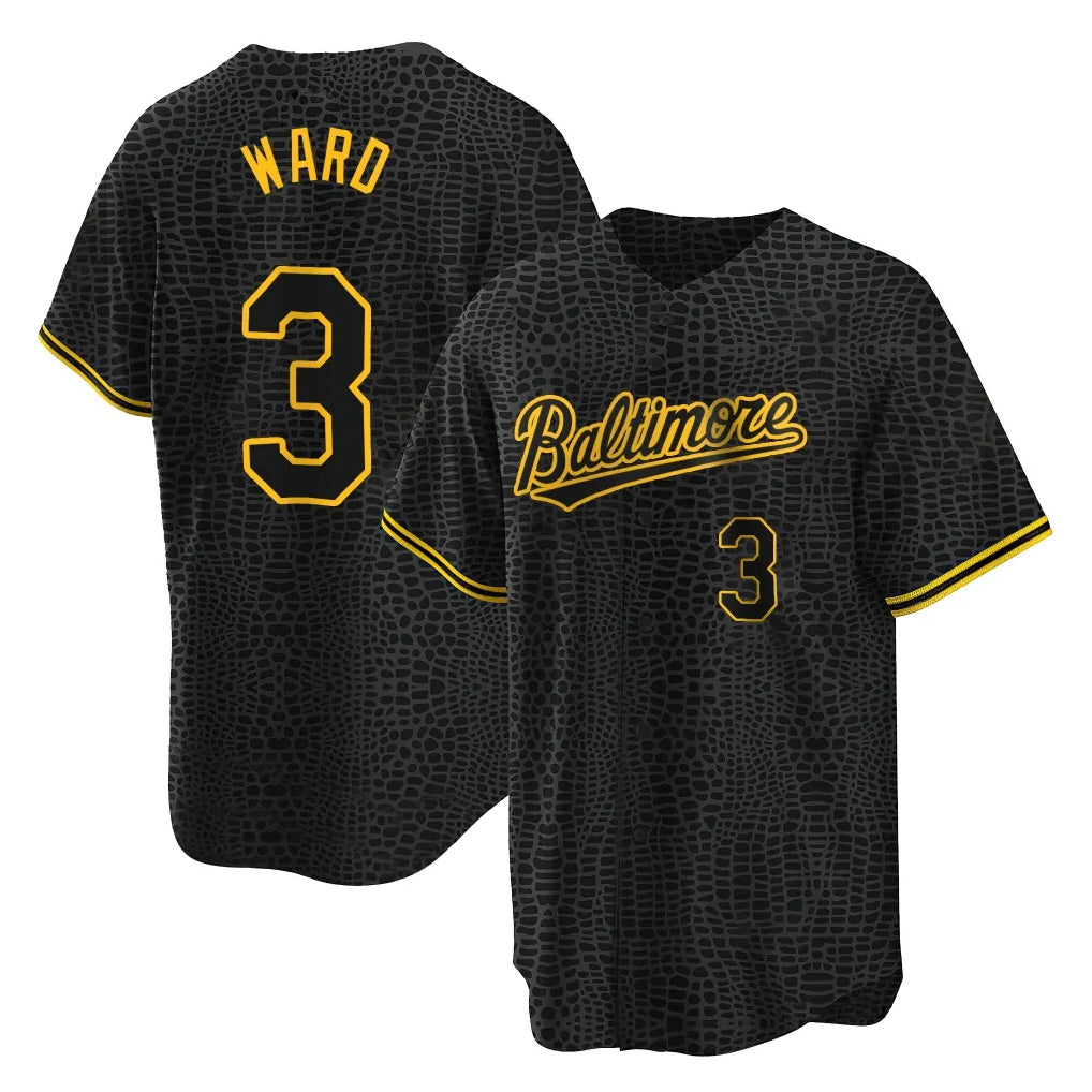 B.Orioles #3 Taylor Ward Player Black Snake Skin City Home Game Edoa Stitched Jerseys
