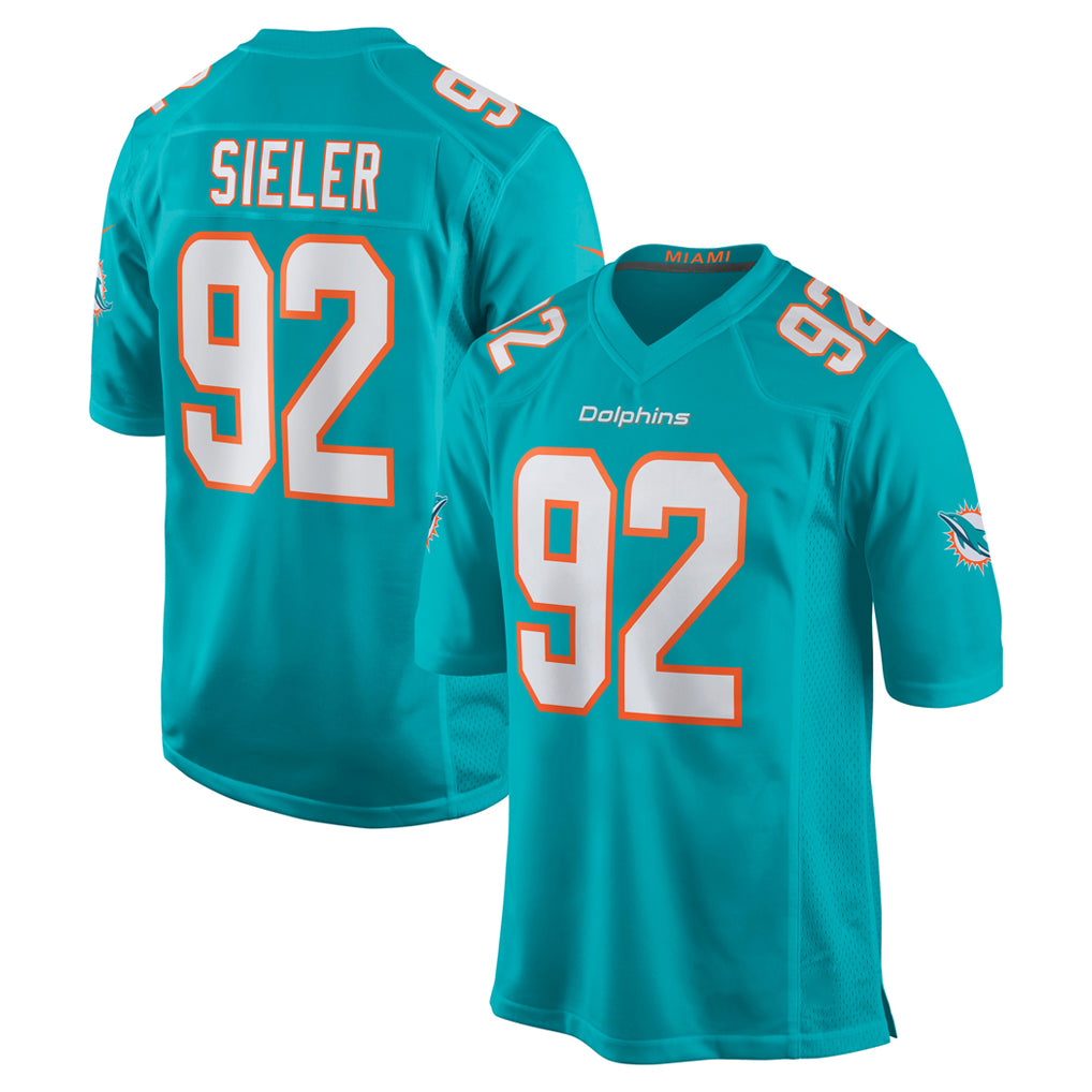 M.Dolphins #92 Zach Sieler Player Aqua Home Game Edoa Stitched Jerseys