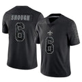 NO.Saints #6 Tyler Shough Player Black Limited Reflective Home Game Edoa Stitched Jerseys