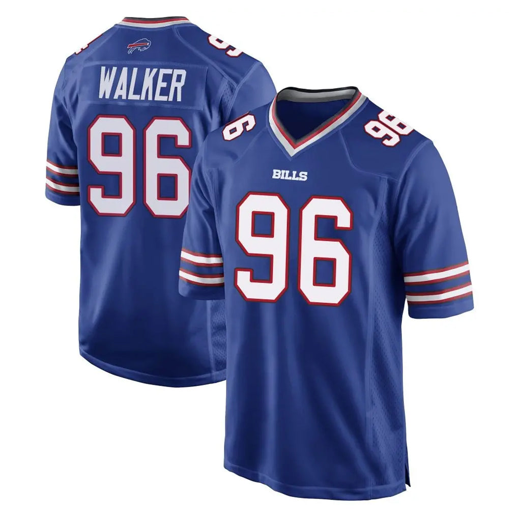 B.Bills #96 Deone Walker Player Royal Home Game Edoa Stitched Jerseys