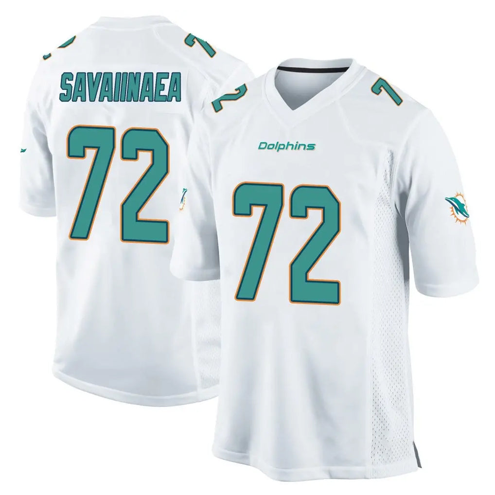 M.Dolphins #72 Jonah Savaiinaea Player White Home Game Edoa Stitched Jerseys