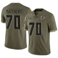 A.Falcons #70 Jake Matthews Player Olive Salute To Service Limited Edoa Stitched Jerseys