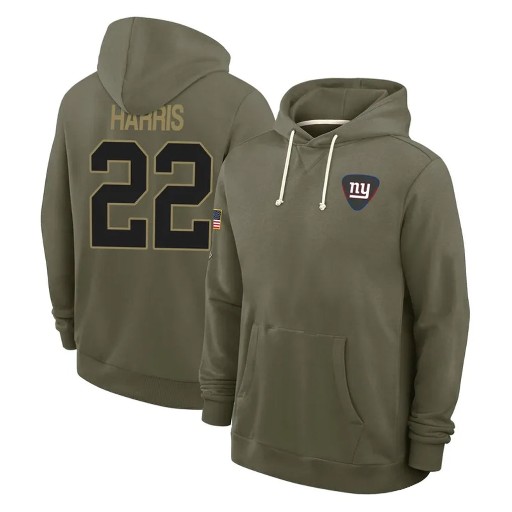 NY.Giants #22 Najee Harris Player Olive Salute to Service Pullover Hoodies Limited Edoa Stitched Jerseys