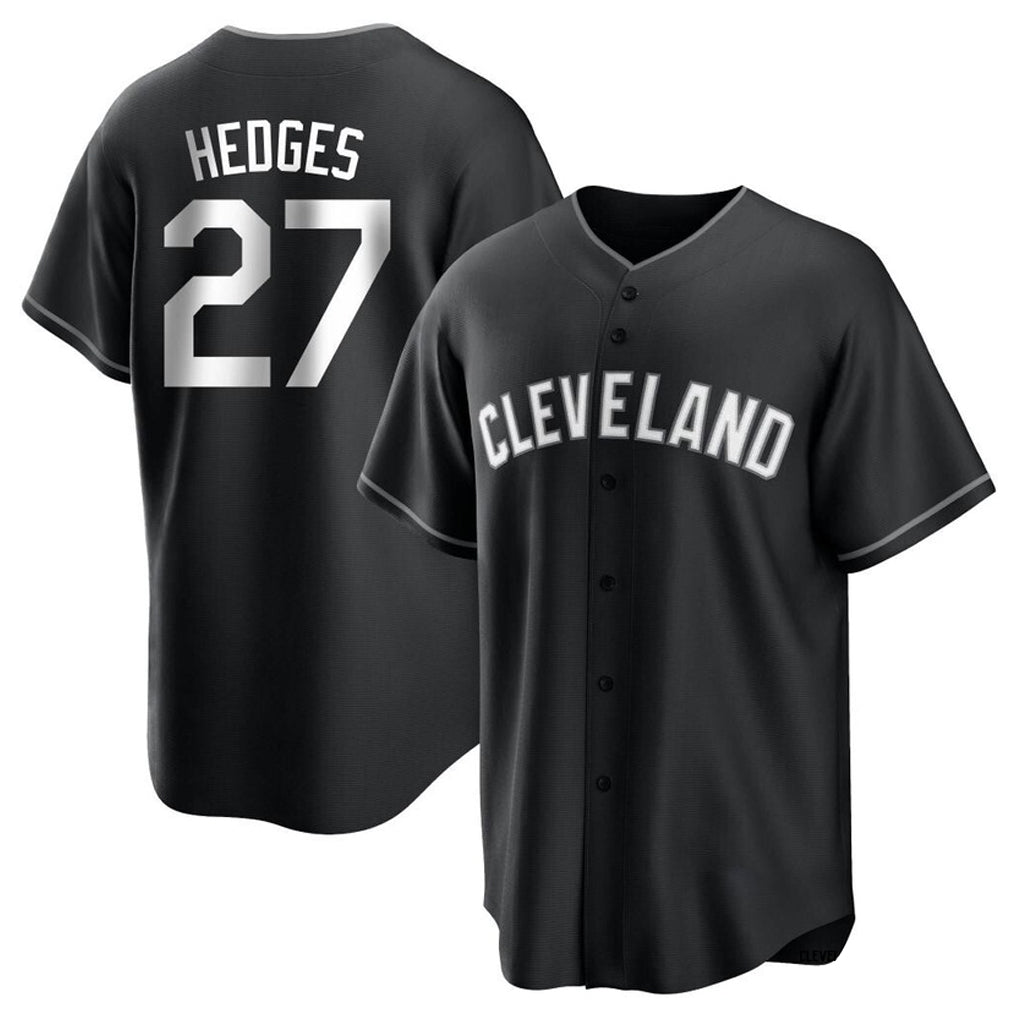 C.Guardians #27 Austin Hedges Player Black Home Game Edoa Stitched Jerseys