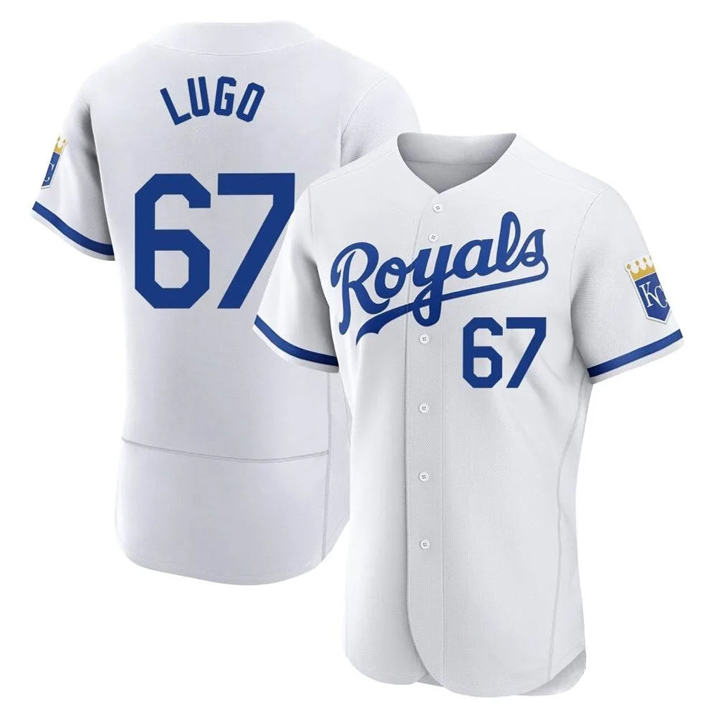 KC.Royals #67 Seth Lugo Player White Limited Elite Home Game Edoa Stitched Jerseys