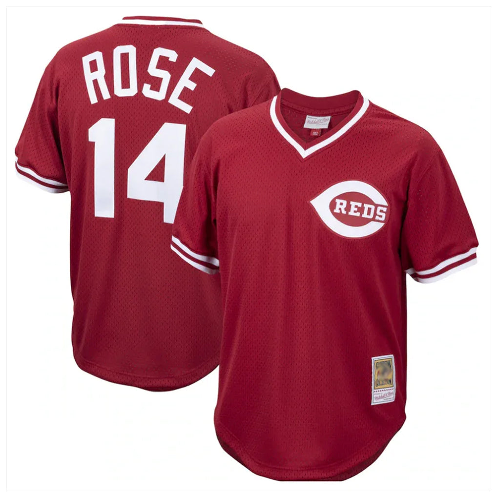 C.Reds #14 Pete Rose Player Red Throwback Cooperstown Collection Limited T-shirt Edoa Stitched Jerseys