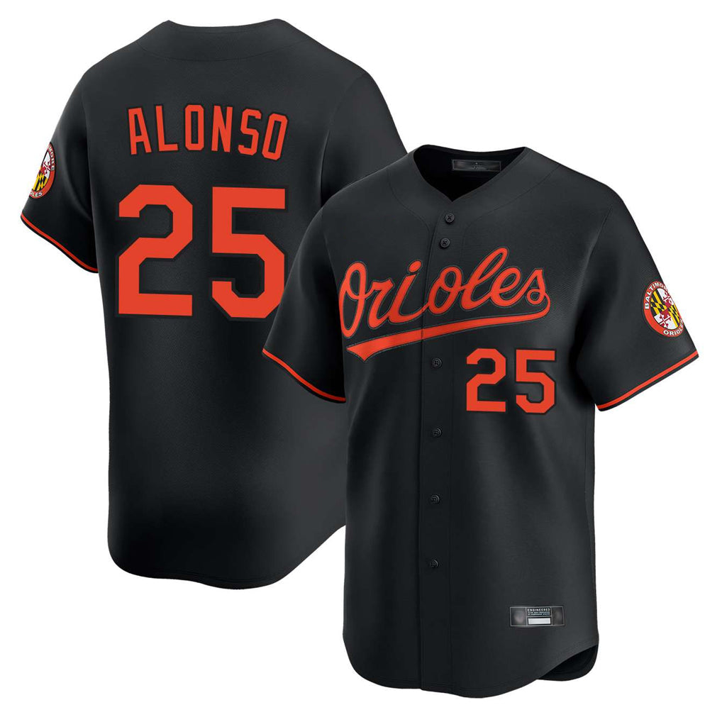 B.Orioles #25 Pete Alonso Player Black Limited Home Game Edoa Stitched Jerseys