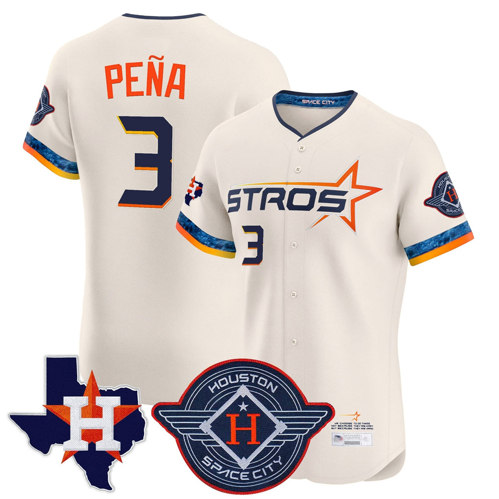 H.Astros #3 Jeremy Pe?a Player Cream City Connect Texas Patch Vapor Premier Limited Elite Home Edoa Stitched Jerseys