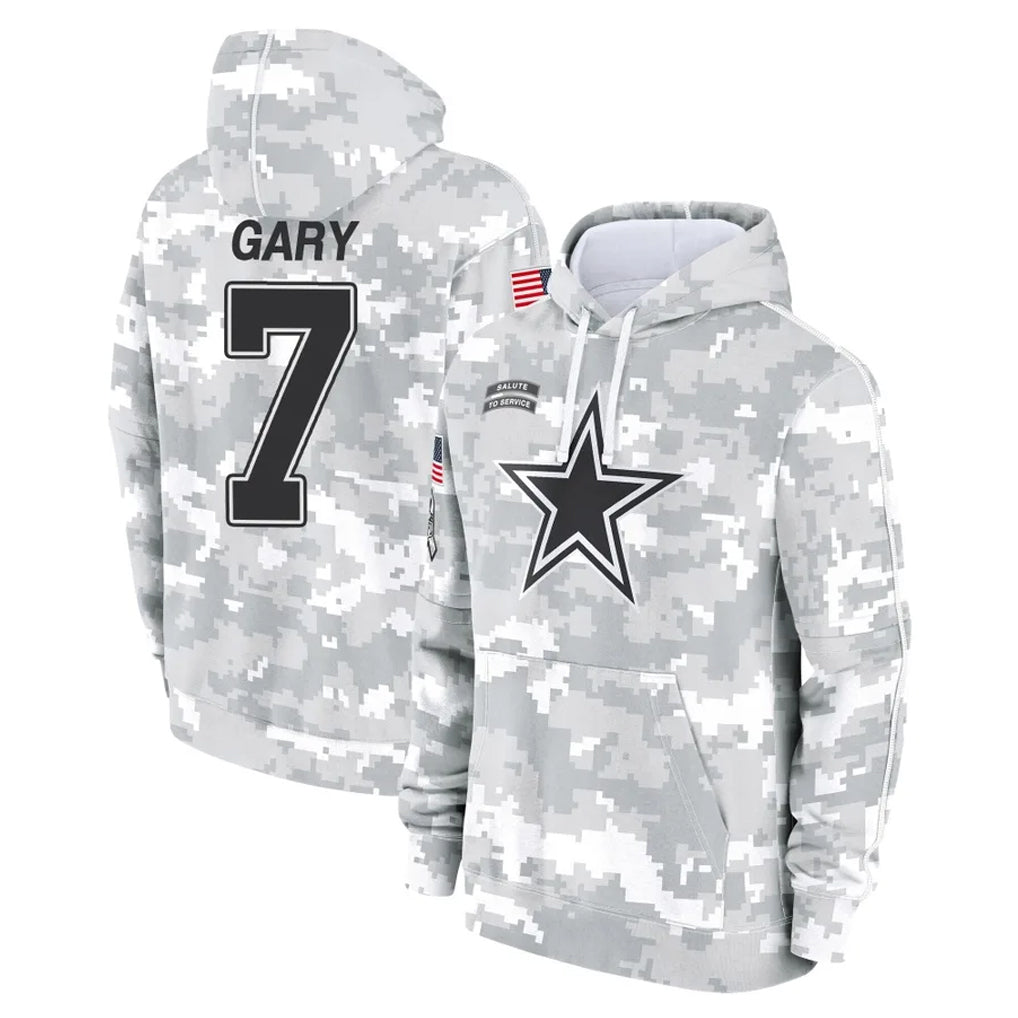 D.Cowboys #7 Rashan Gary Player Arctic Camo Salute to Service Hoodies Limited Game Edoa Stitched Jerseys