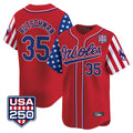 B.Orioles #35 Adley Rutschman Player Red USA 250 Independence Day Vapor Premier Limited Home Game Edoa Stitched Jerseys