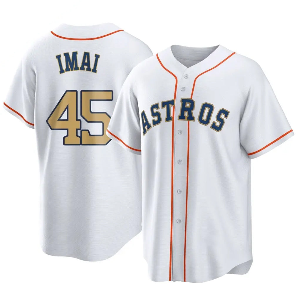 H.Astros #45 Tatsuya Imai Player Gold Collection Game Home Edoa Stitched Jerseys