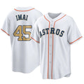 H.Astros #45 Tatsuya Imai Player Gold Collection Game Home Edoa Stitched Jerseys