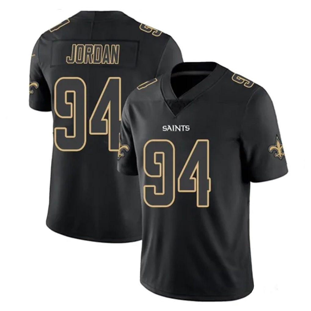 NO.Saints #94 Cameron Jordan Player Black Impact Limited Home Game Edoa Stitched Jerseys