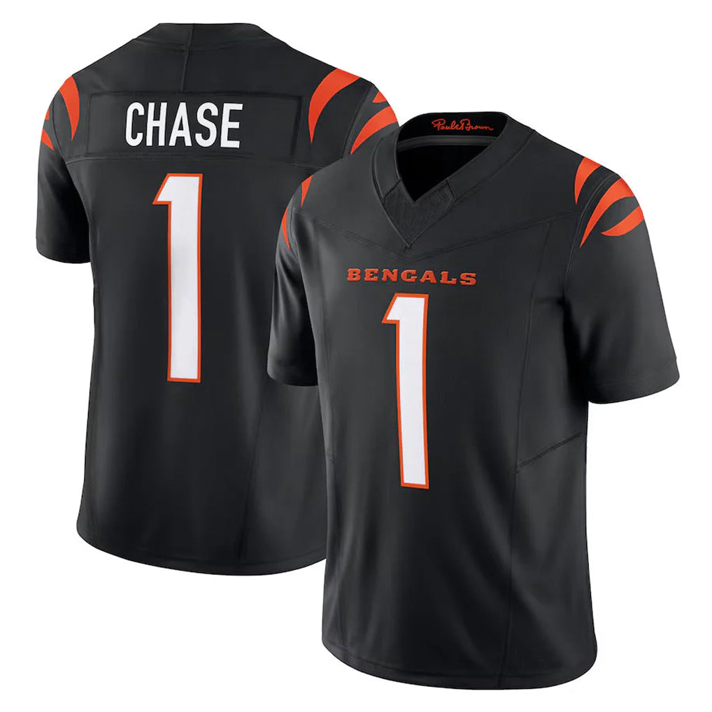 C.Bengals #1 Ja'Marr Chase Player Black Vapor F.U.S.E. Limited Home Game Edoa Stitched Jerseys