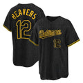 B.Orioles #12 Dylan Beavers Player Black Snake Skin City Home Game Edoa Stitched Jerseys
