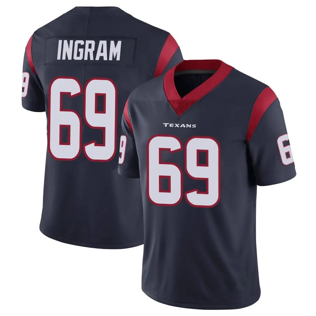 H.Texans #69 Ed Ingram Player Navy Limited Vapor Untouchable Home Game Edoa Stitched Jerseys
