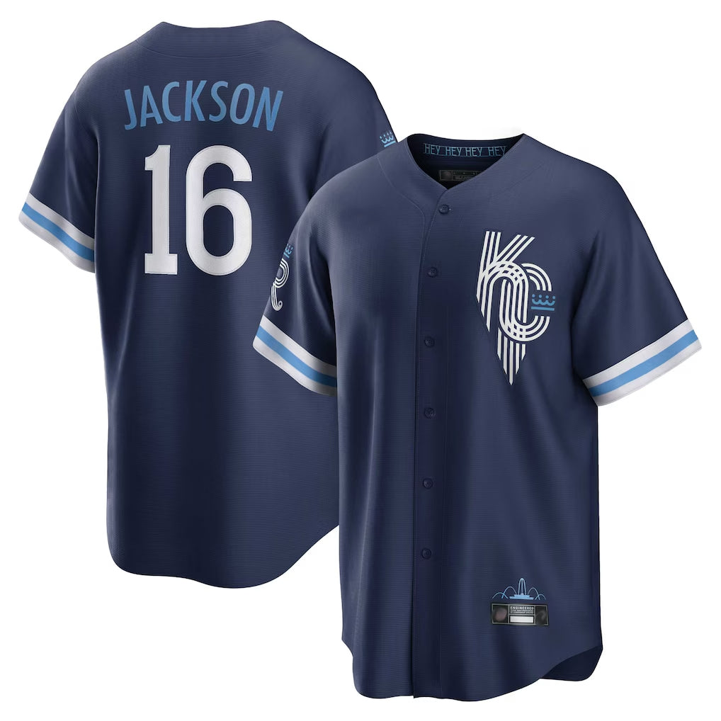 KC.Royals #16 Bo Jackson Player Navy City Connect Home Game Edoa Stitched Jerseys
