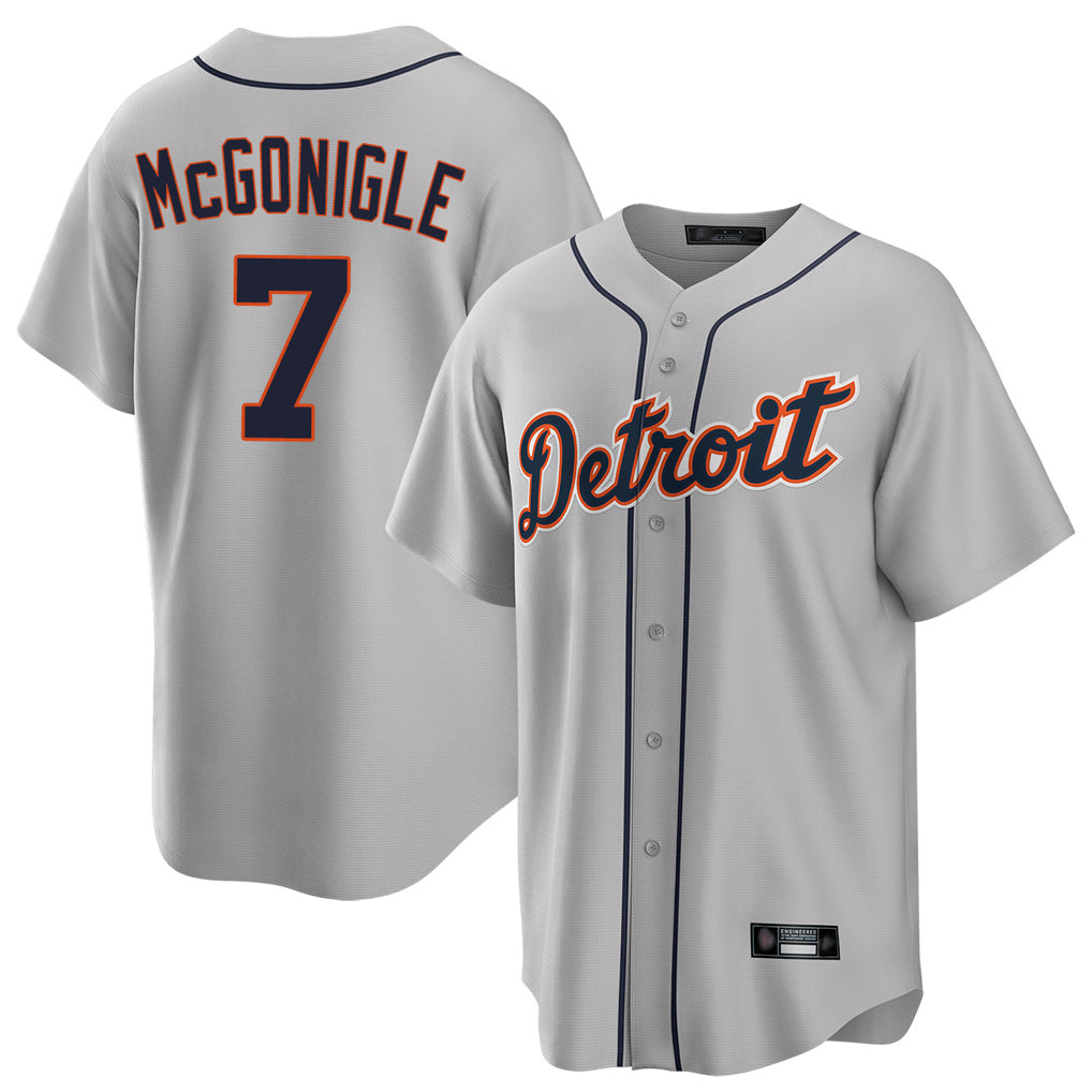 D.Tigers #7 Kevin McGonigle Player Gray Home Game Edoa Stitched Jerseys