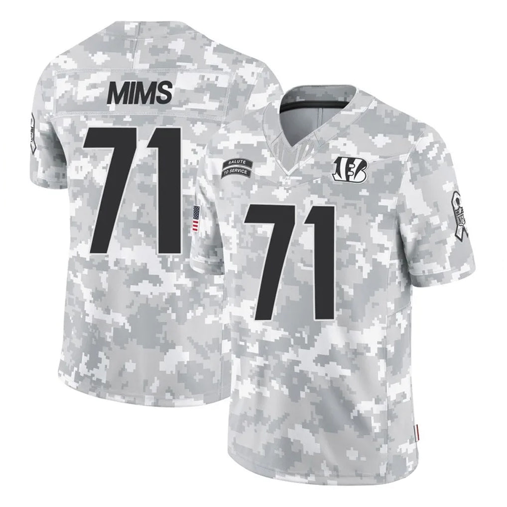C.Bengals #71 Amarius Mims Player Arctic Camo Salute to Service Limited Edoa Stitched Jerseys
