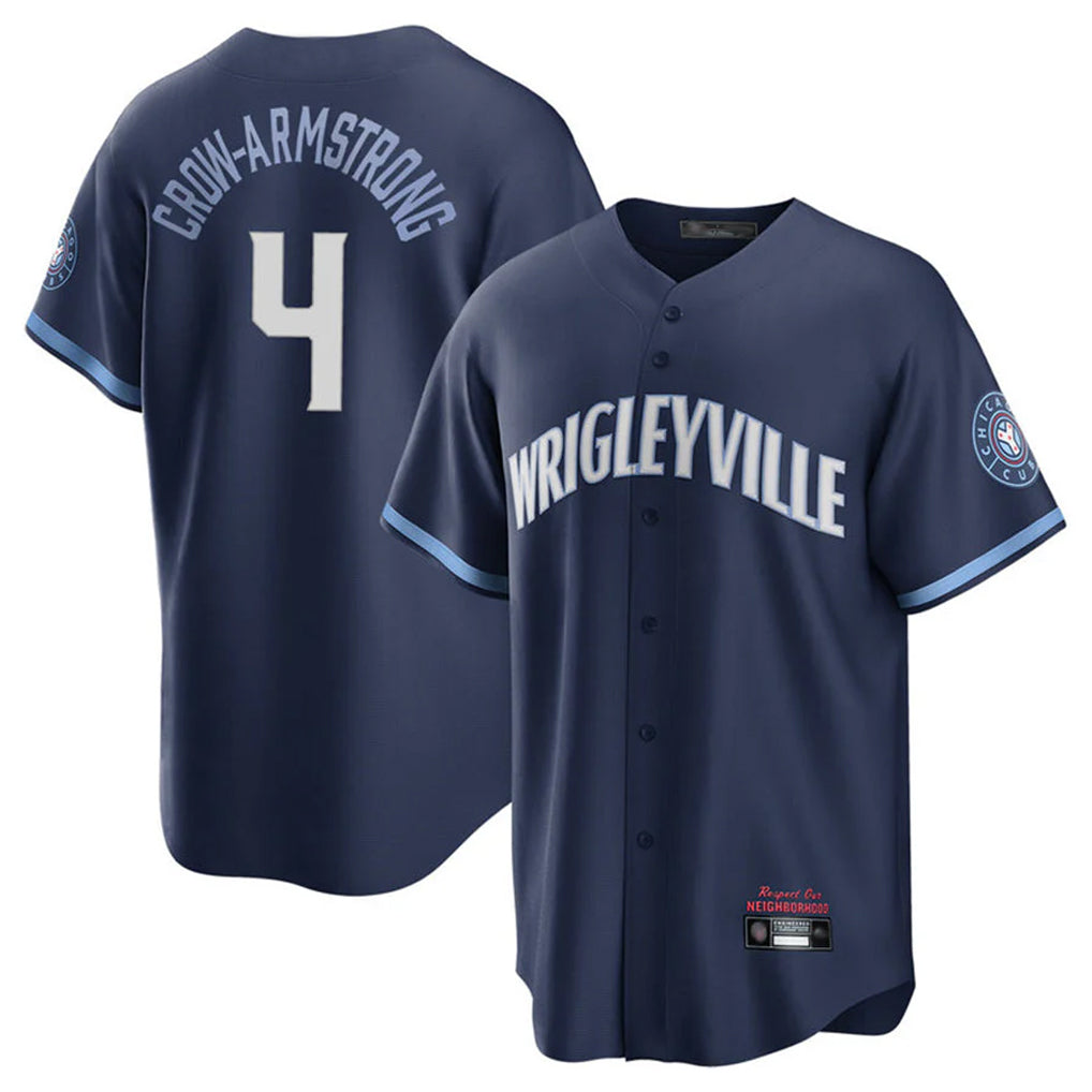 C.Cubs #4 Pete Crow-Armstrong Player Navy City Connect Home Game Edoa Stitched Jerseys