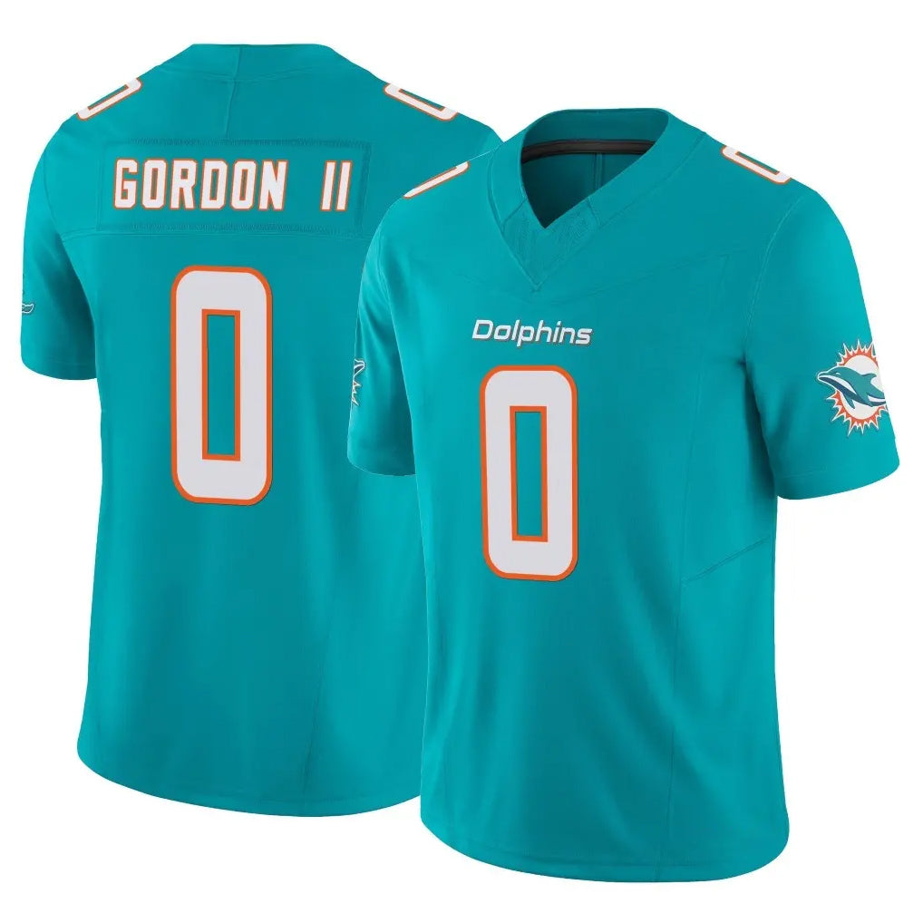 M.Dolphins #0 Ollie Gordon II Player Aqua Limited Vapor F.U.S.E. Home Game Edoa Stitched Jerseys