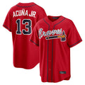 A.Braves #13 Ronald Acuna Jr Player Red Home Game Edoa Stitched Jerseys