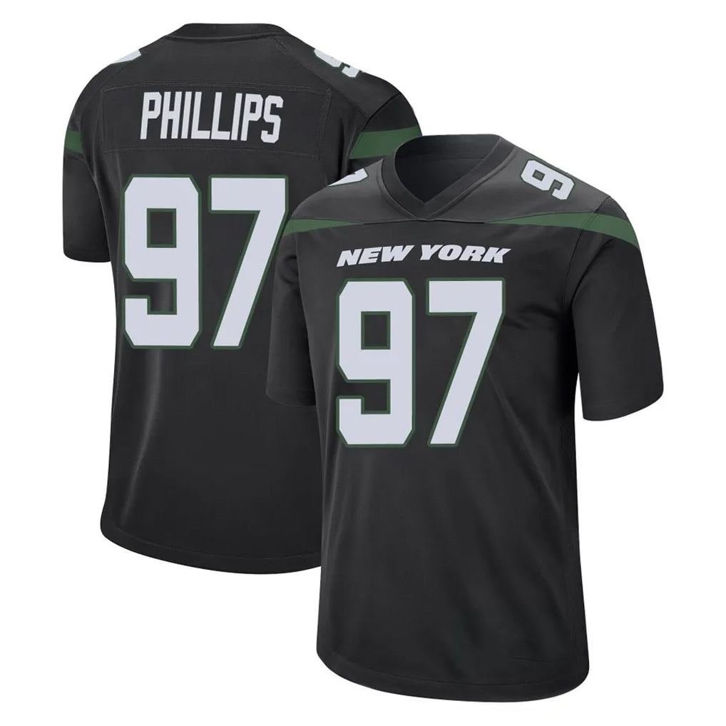 NY.Jets #97 Harrison Phillips Player Stealth Black Home Game Edoa Stitched Jerseys