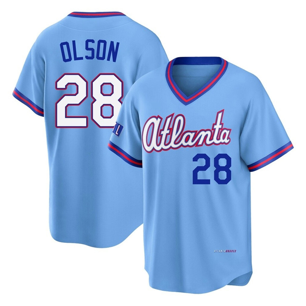 A.Braves #28 Matt Olson Player Powder Blue 2026 City Connect T-shirt Home Game Edoa Stitched Jerseys