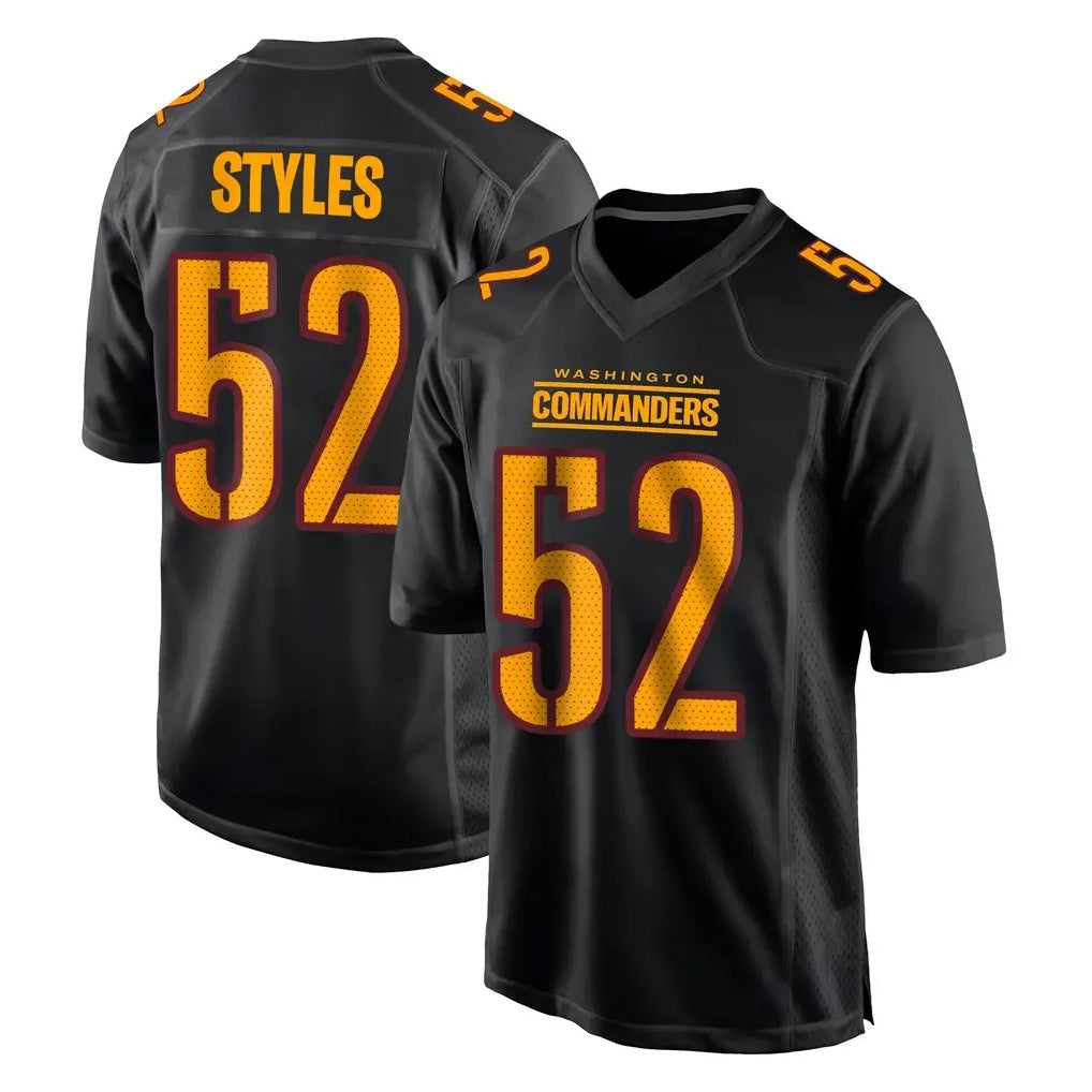 W.Commanders #52 Sonny Styles Player Black Carbon Fashion Home Game Edoa Stitched Jerseys