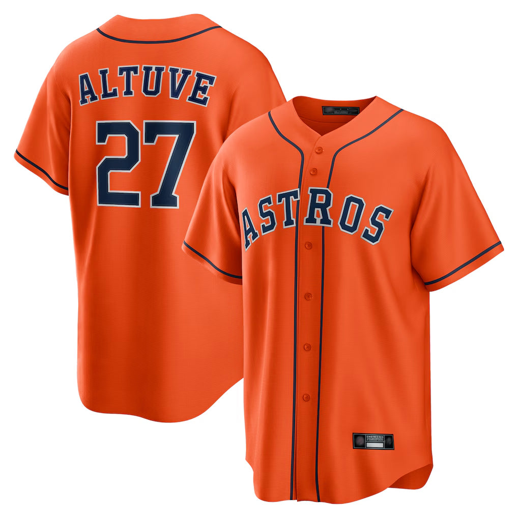H.Astros #27 Jose Altuve Player Orange Home Game Edoa Stitched Jerseys