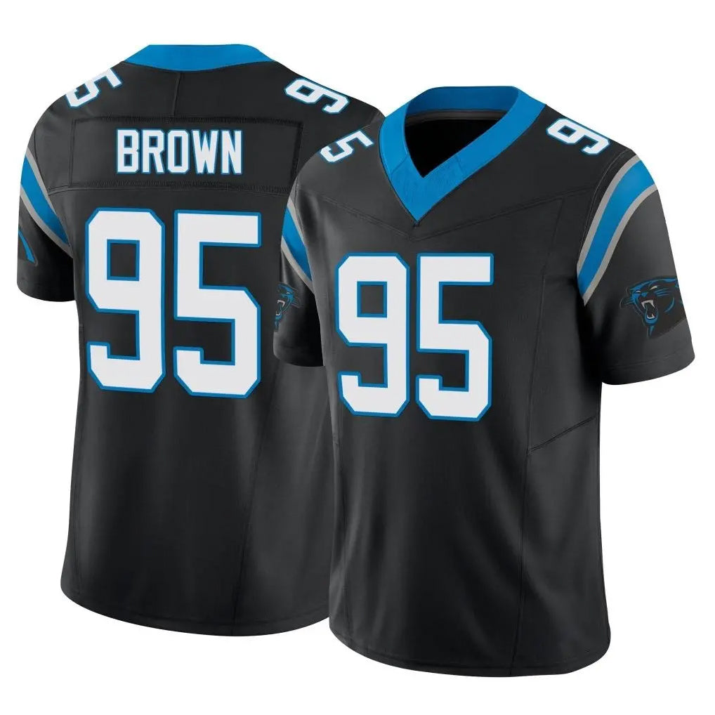 C.Panthers #95 Derrick Brown Player Black Vapor F.U.S.E. Limited Home Game Edoa Stitched Jerseys