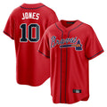 A.Braves #10 Chipper Jones Player Red Home Game Edoa Stitched Jerseys